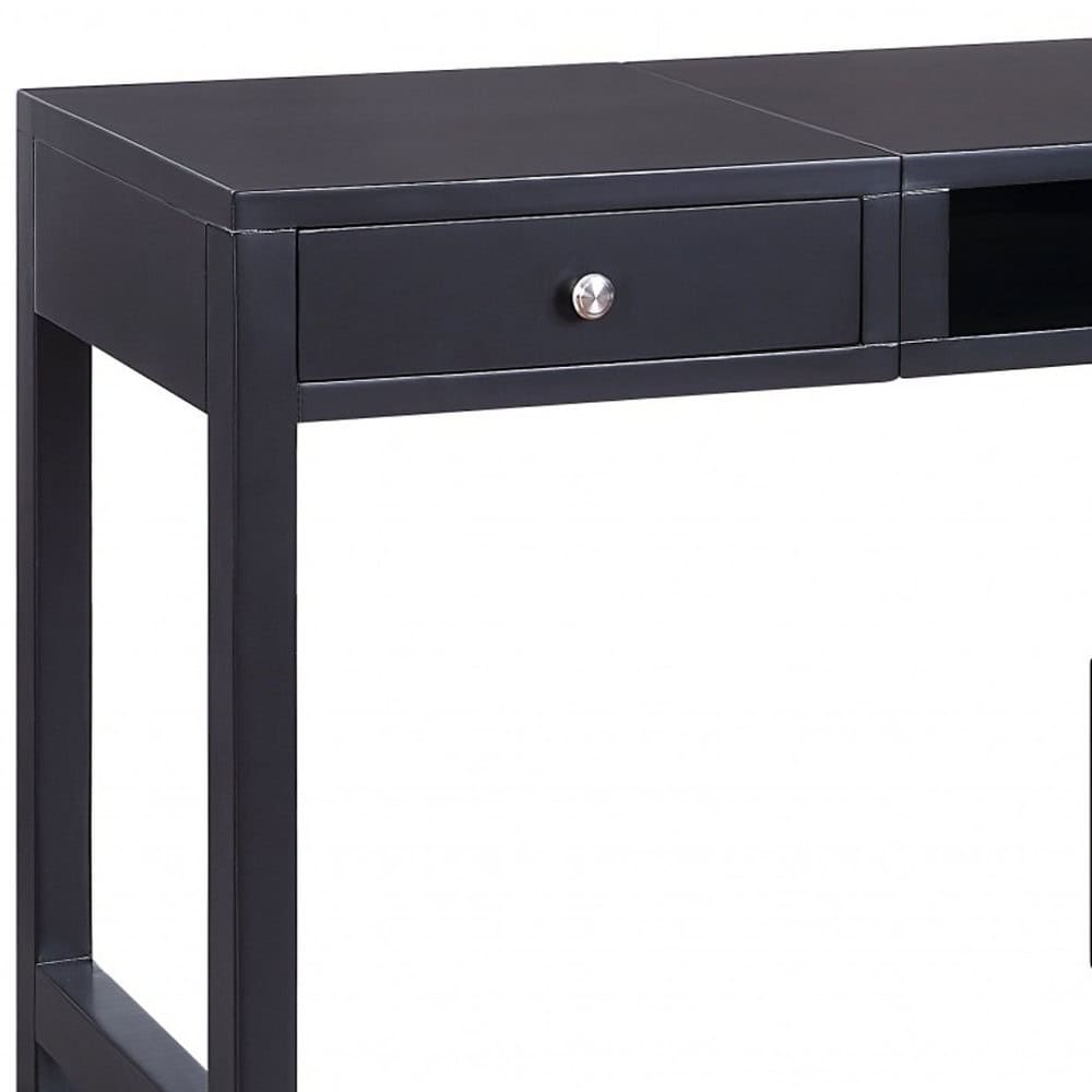 Black Rectangular Writing Desk with Storage Cabinets, 48 Inches Wide 5 Black Rectangular Writing Desk with Storage Cabinets, 48 Inches Wide - Image 5