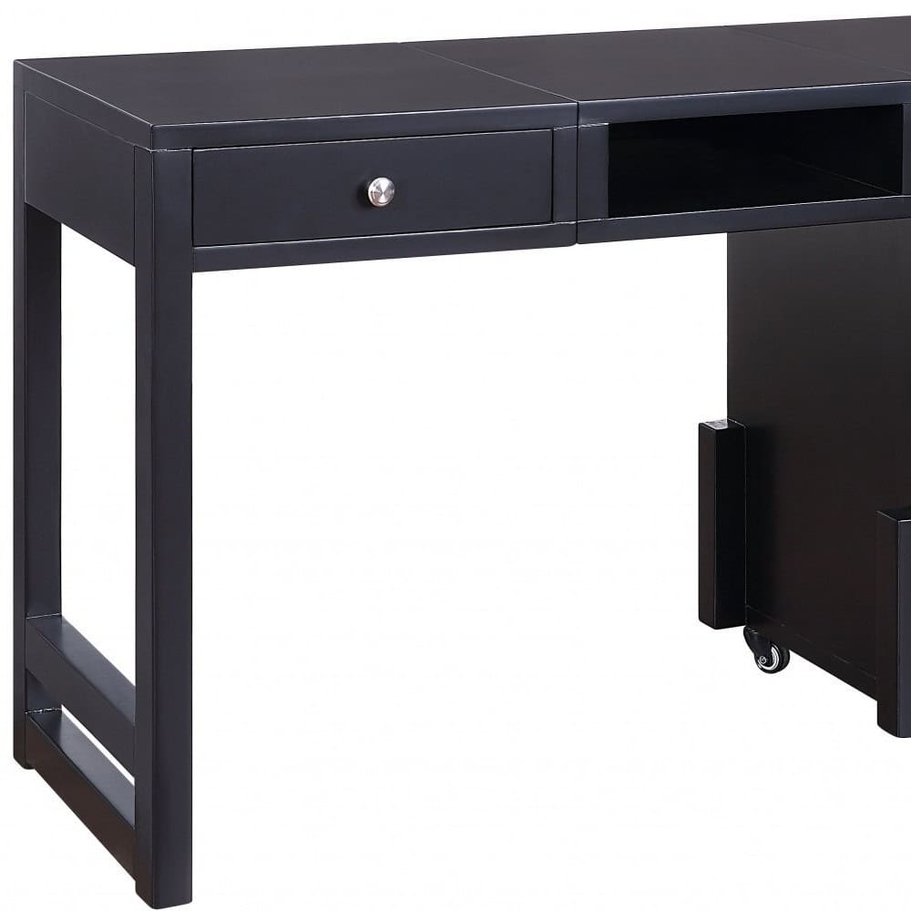 Black Rectangular Writing Desk with Storage Cabinets, 48 Inches Wide 6 Black Rectangular Writing Desk with Storage Cabinets, 48 Inches Wide - Image 6