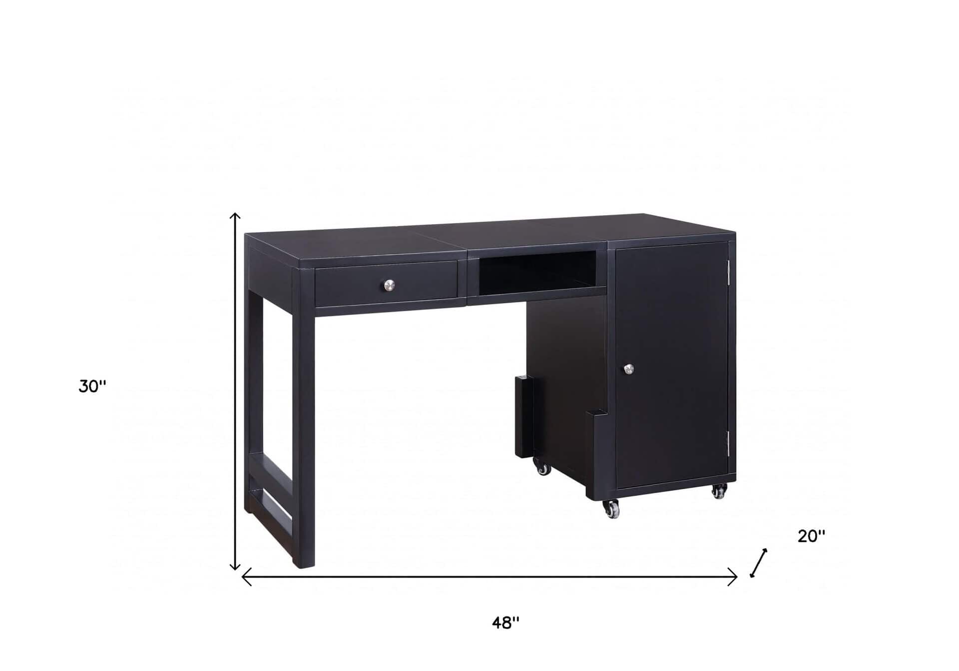 Black Rectangular Writing Desk with Storage Cabinets, 48 Inches Wide 8 Black Rectangular Writing Desk with Storage Cabinets, 48 Inches Wide - Image 8