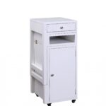 White Rectangular Writing Desk with Cabinets for Storage