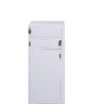 White Rectangular Writing Desk with Cabinets for Storage