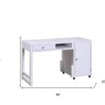 White Rectangular Writing Desk with Cabinets for Storage