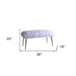 18" White and Gold Upholstered Faux Fur Bench 10 18" White and Gold Upholstered Faux Fur Bench