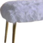 18" White and Gold Upholstered Faux Fur Bench 8 18" White and Gold Upholstered Faux Fur Bench