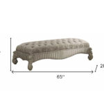 28" Ivory Upholstered Bone White Poly Resin Tufted Bench 10 28" Ivory Upholstered Bone White Poly Resin Tufted Bench