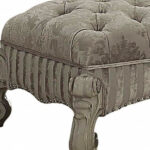 28" Ivory Upholstered Bone White Poly Resin Tufted Bench 8 28" Ivory Upholstered Bone White Poly Resin Tufted Bench