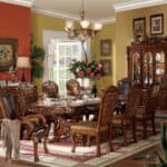 Traditional Cherry Oak Wood Glass Hutch Buffet with Decorative Carvings 8 Traditional Cherry Oak Wood Glass Hutch Buffet with Decorative Carvings