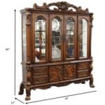 Traditional Cherry Oak Wood Glass Hutch Buffet with Decorative Carvings 10 Traditional Cherry Oak Wood Glass Hutch Buffet with Decorative Carvings
