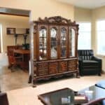 Traditional Cherry Oak Wood Glass Hutch Buffet with Decorative Carvings 6 Traditional Cherry Oak Wood Glass Hutch Buffet with Decorative Carvings