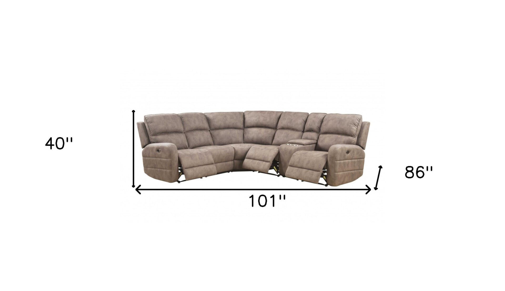 Brown Top Grain Leather Power Reclining Curved Corner Sectional With Console 7 Brown Top Grain Leather Power Reclining Curved Corner Sectional With Console - Image 7