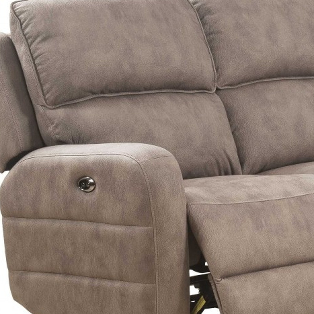 Brown Top Grain Leather Power Reclining Curved Corner Sectional With Console 3 Brown Top Grain Leather Power Reclining Curved Corner Sectional With Console - Image 3