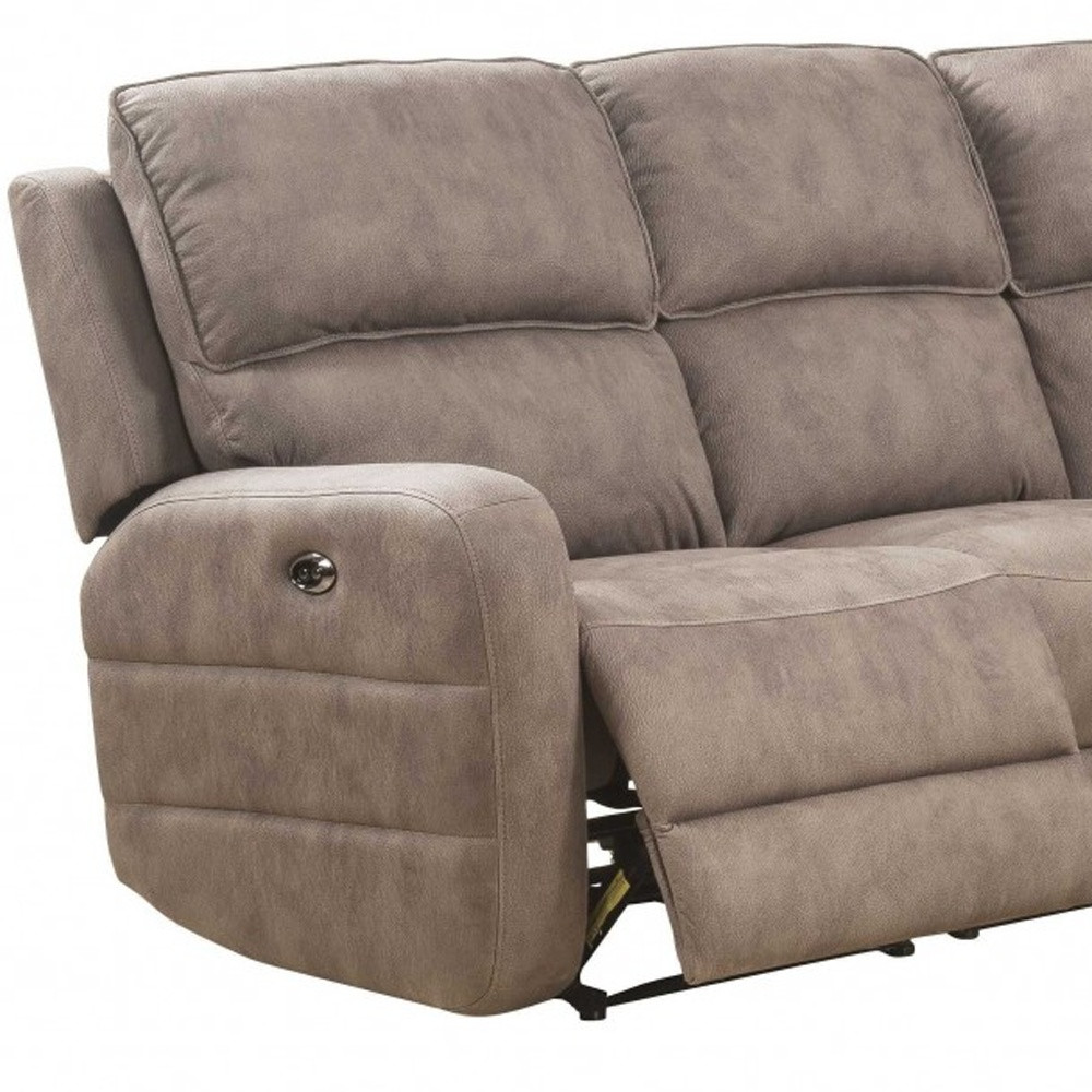 Brown Top Grain Leather Power Reclining Curved Corner Sectional With Console 4 Brown Top Grain Leather Power Reclining Curved Corner Sectional With Console - Image 4