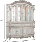 Antique White Wood Glass Mirror Hutch Buffet with Storage