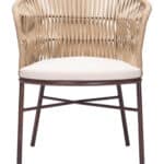 Modern Outdoor Dining Chair Weather Resistant Steel Frame (Set of 2)