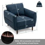 Modern Upholstered Fabric Accent Chair with Wood Legs