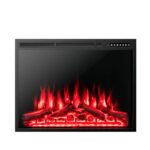 Recessed Electric Fireplace with Adjustable Flames and Heat Settings