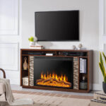 Recessed Electric Fireplace with Adjustable Flames and Heat Settings