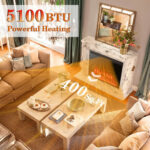 Recessed Electric Fireplace with Adjustable Flames and Heat Settings