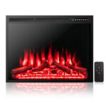 Recessed Electric Fireplace with Adjustable Flames and Heat Settings