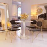 Gray Velvet Dining Chair with Gold Steel Legs (Set of 2) 11 Gray Velvet Dining Chair with Gold Steel Legs (Set of 2)