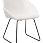 Modern White Tufted Dining Chair with Steel Legs (Set of 2)