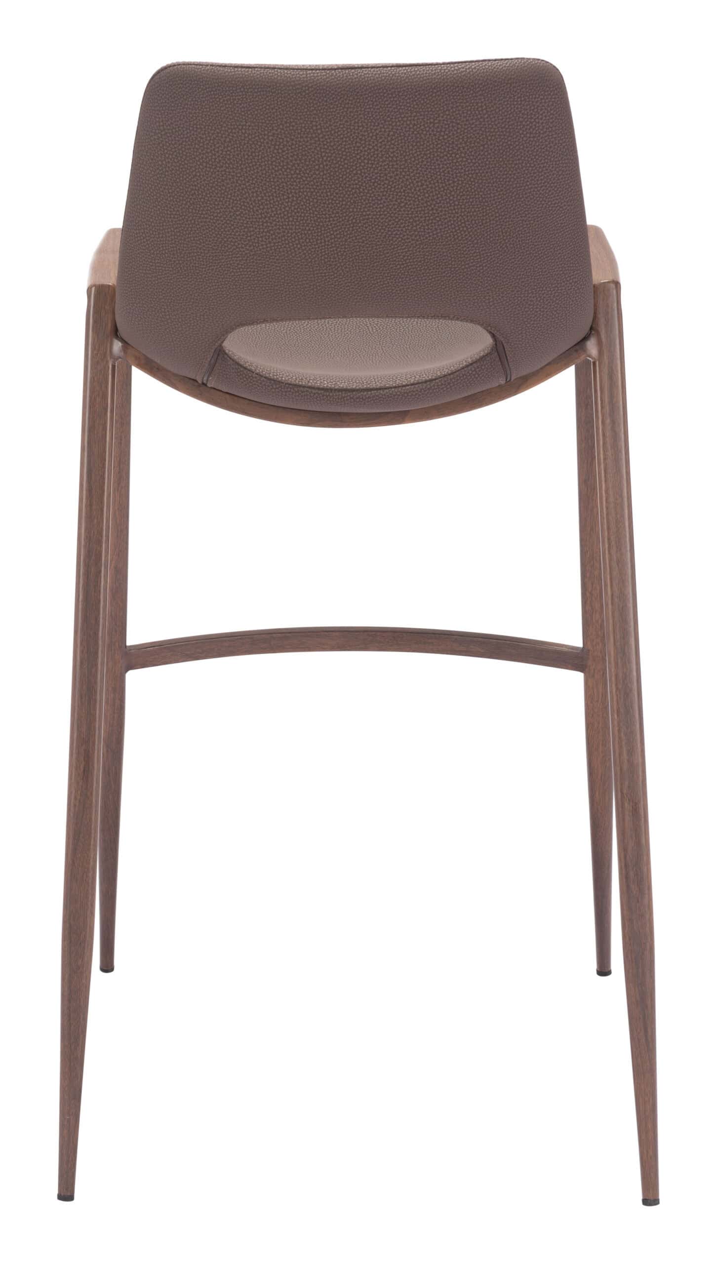 Mid-Century Modern Brown Barstool with Walnut Legs (Set of 2)