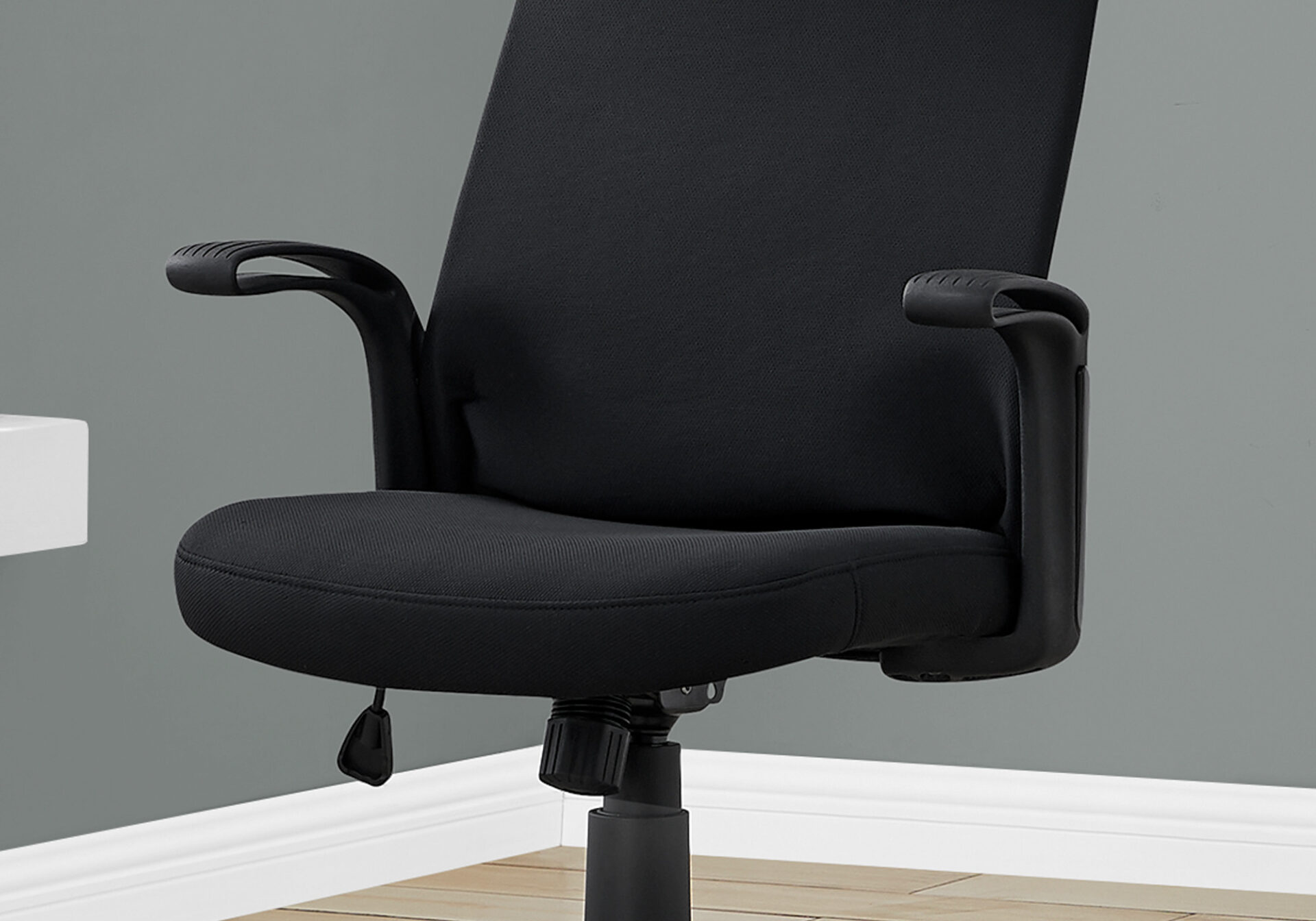 83.5" Adjustable Black Fabric Swivel Task Chair with Plastic Frame 3 83.5" Adjustable Black Fabric Swivel Task Chair with Plastic Frame - Image 3