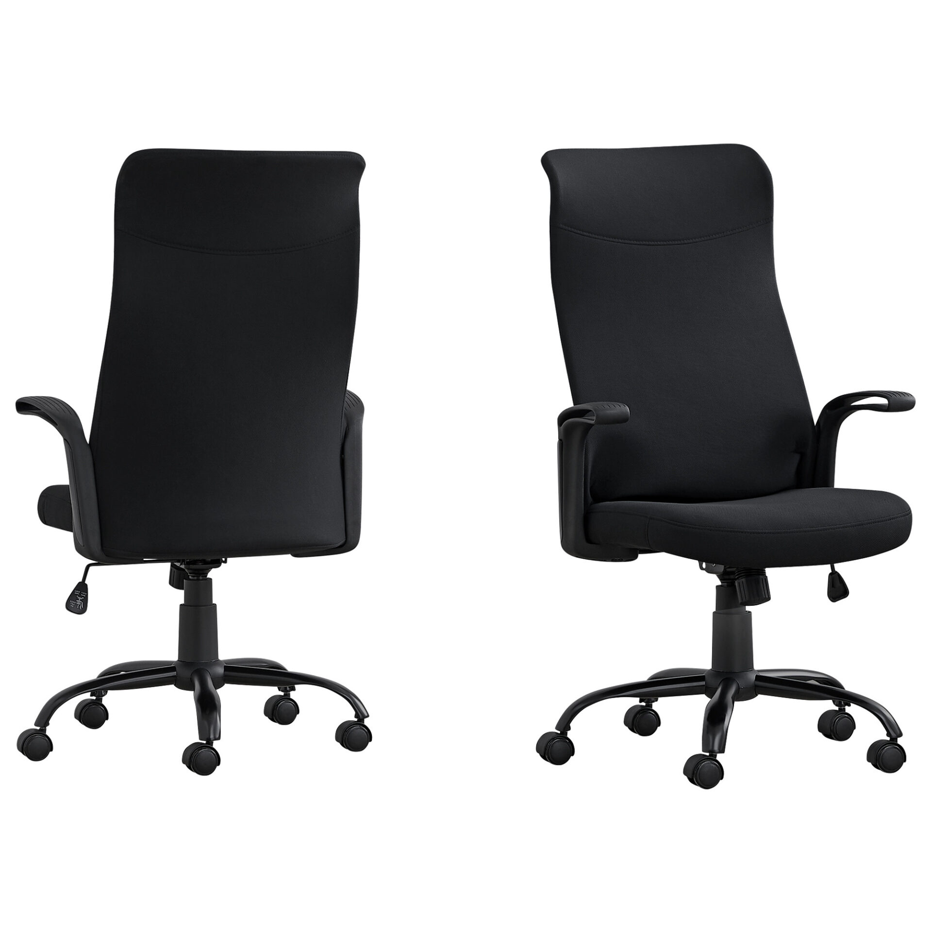 83.5" Adjustable Black Fabric Swivel Task Chair with Plastic Frame 2 83.5" Adjustable Black Fabric Swivel Task Chair with Plastic Frame - Image 2