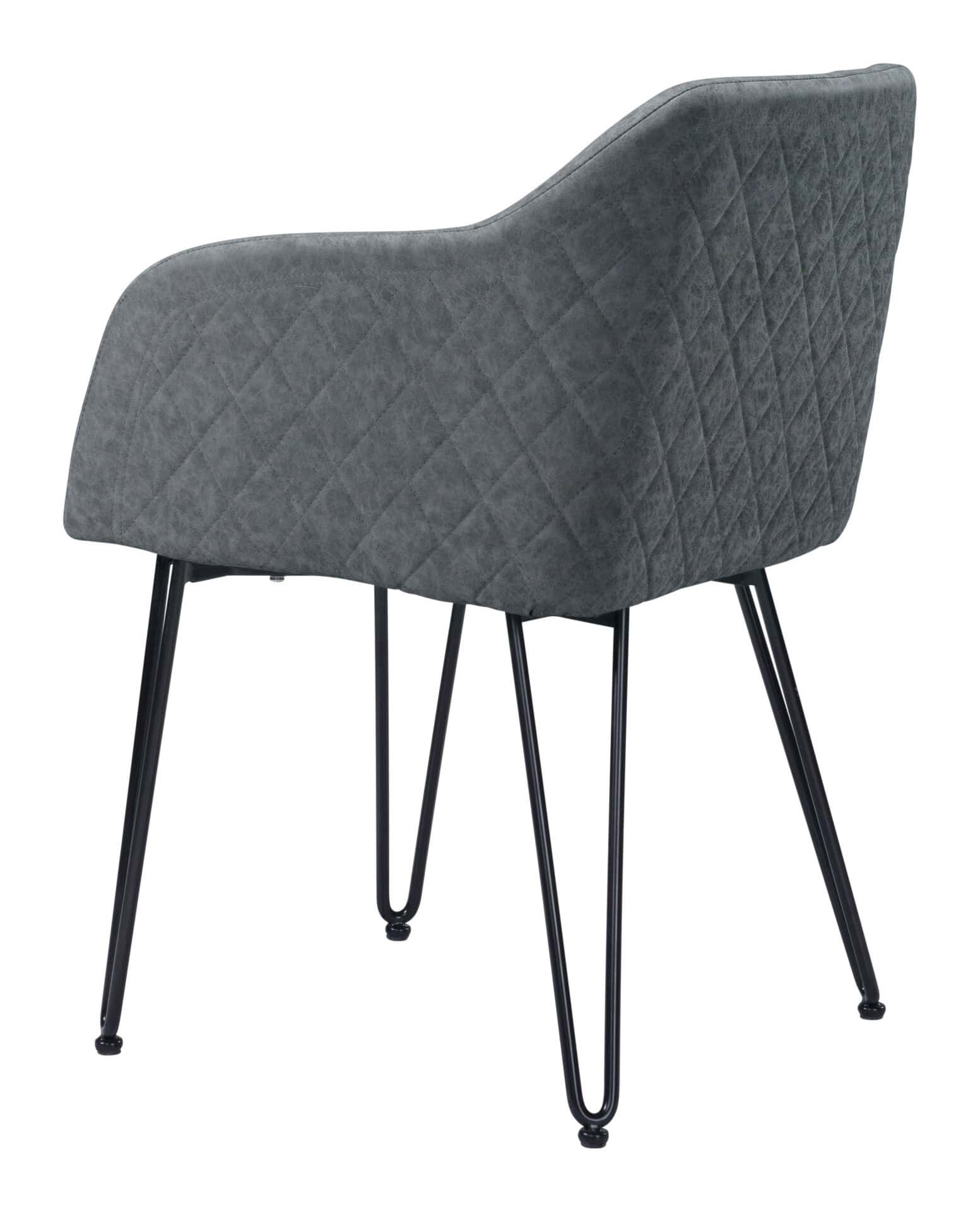 Vintage Gray Faux Leather Dining Chair with Armrest Support (Set of 2) 7 Vintage Gray Faux Leather Dining Chair with Armrest Support (Set of 2) - Image 7
