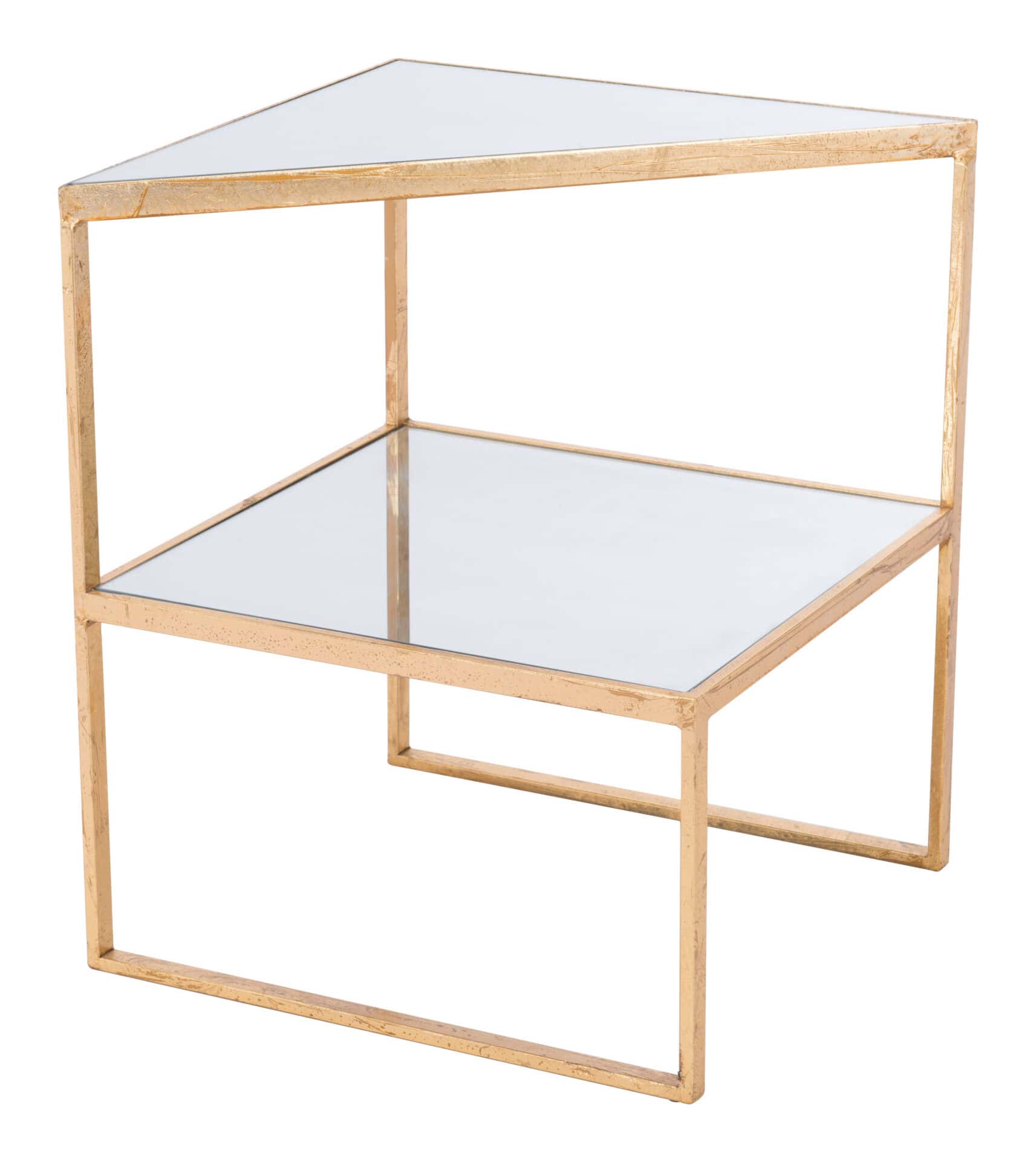 Gold Metal and Mirror Side Table with Bold Modern Design 2 Gold Metal and Mirror Side Table with Bold Modern Design - Image 2
