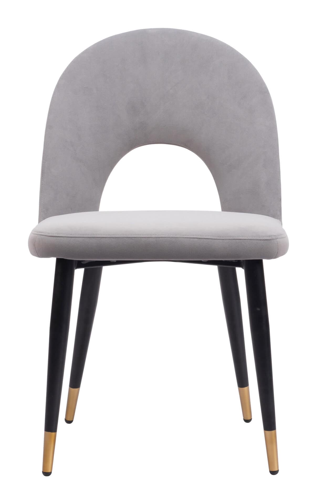 Modern Gray Velvet Dining Chair with Steel Base (Set of 2) 5 Modern Gray Velvet Dining Chair with Steel Base (Set of 2) - Image 5