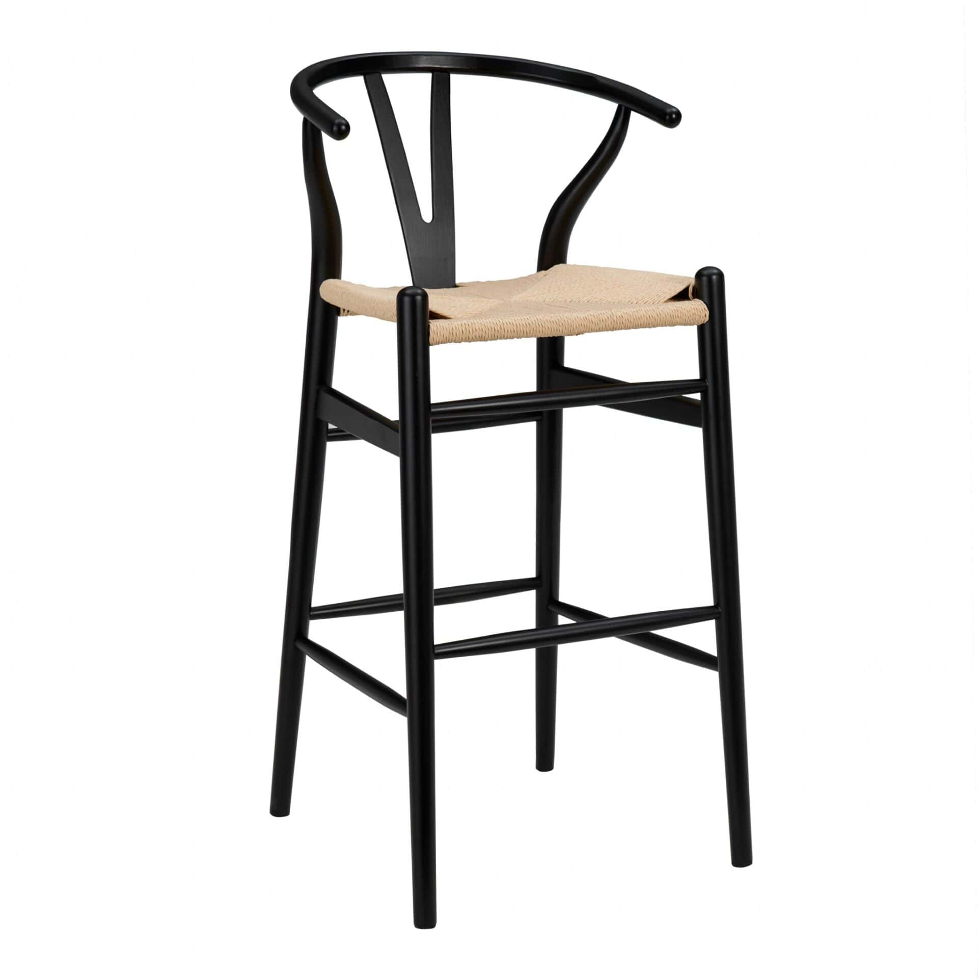 30-Inch Natural and Black Low Back Bar Stool With Footrest 2 30-Inch Natural and Black Low Back Bar Stool With Footrest - Image 2