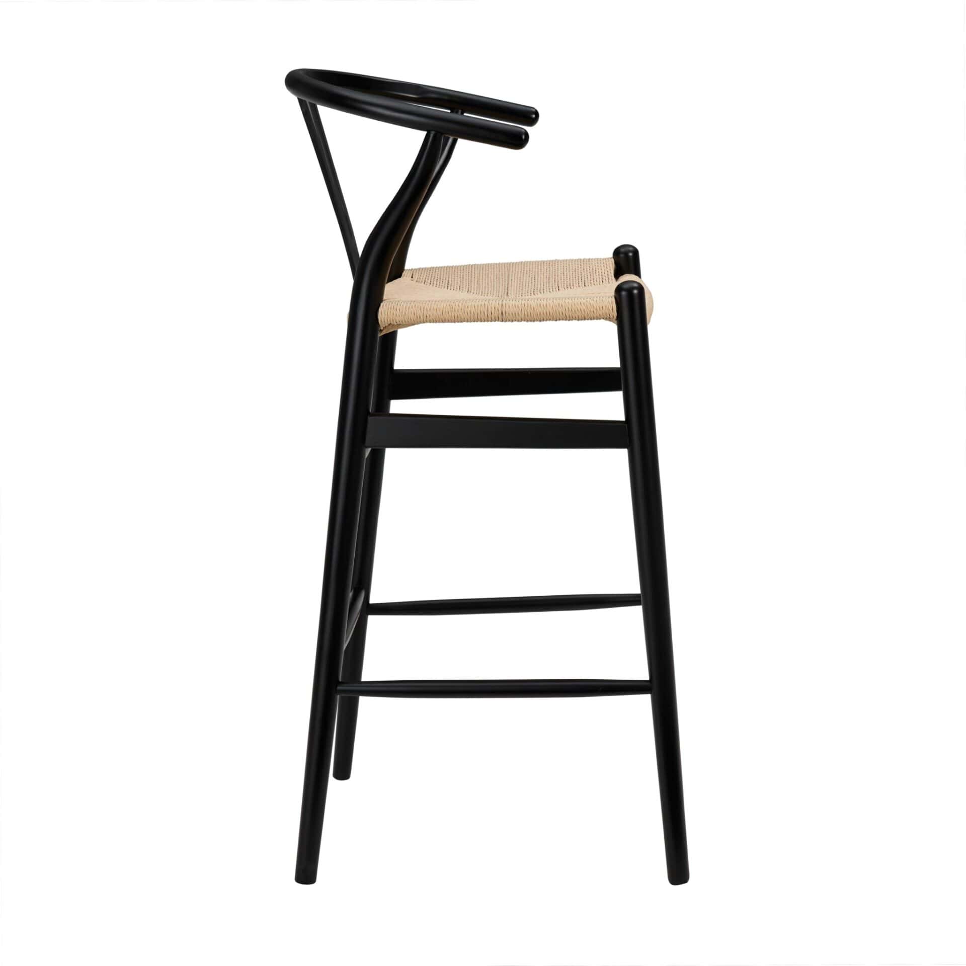 30-Inch Natural and Black Low Back Bar Stool With Footrest 3 30-Inch Natural and Black Low Back Bar Stool With Footrest - Image 3