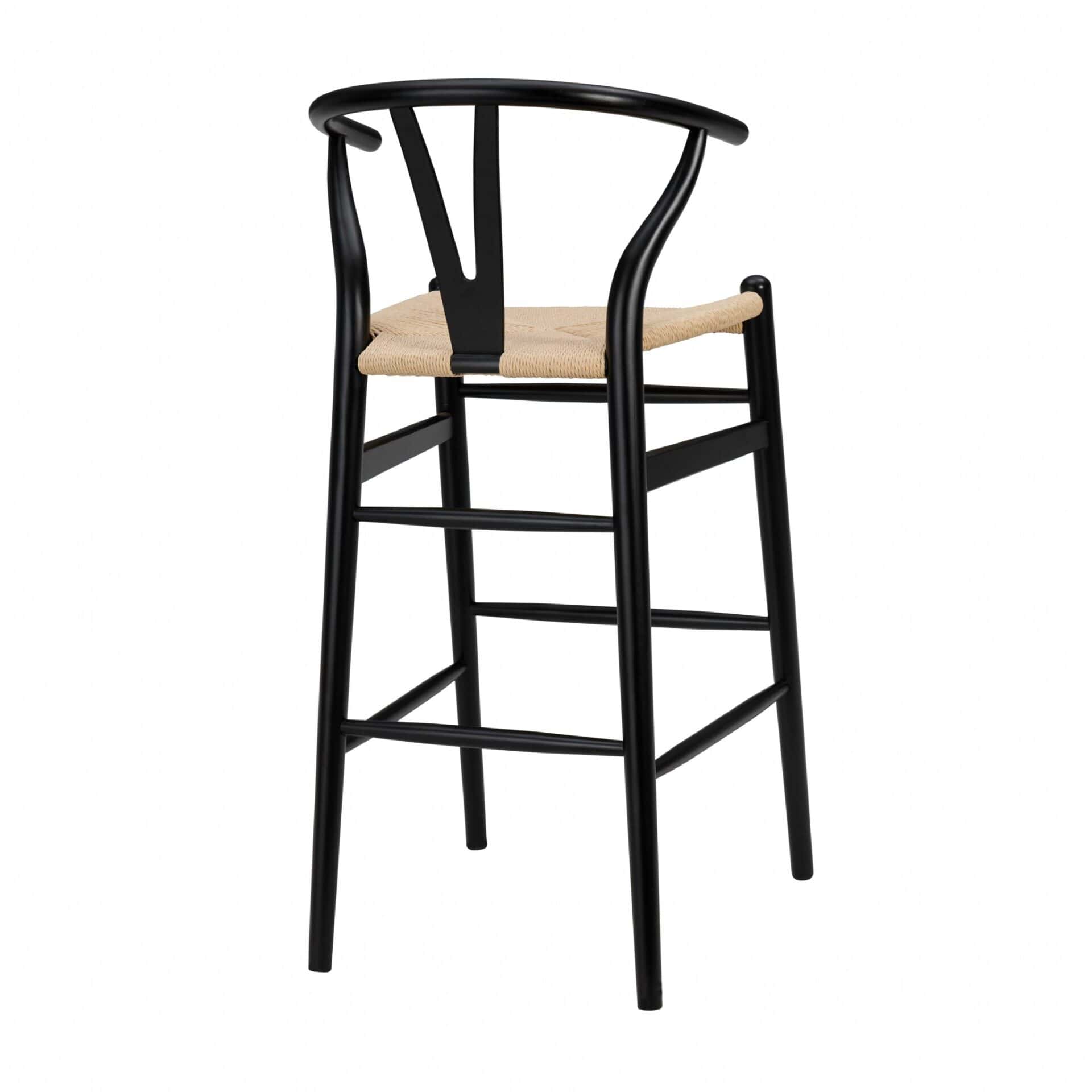 30-Inch Natural and Black Low Back Bar Stool With Footrest 4 30-Inch Natural and Black Low Back Bar Stool With Footrest - Image 4