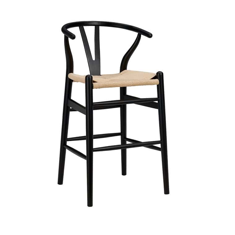 38 Inch Natural and Black Solid Wood Bar Stool 3 38 Inch Natural and Black Solid Wood Bar Stool - Image 3