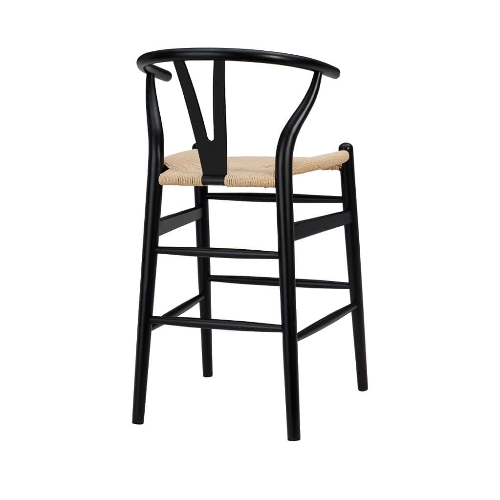 38 Inch Natural and Black Solid Wood Bar Stool 5 38 Inch Natural and Black Solid Wood Bar Stool - Image 5