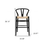 38 Inch Natural and Black Solid Wood Bar Stool 16 38 Inch Natural and Black Solid Wood Bar Stool