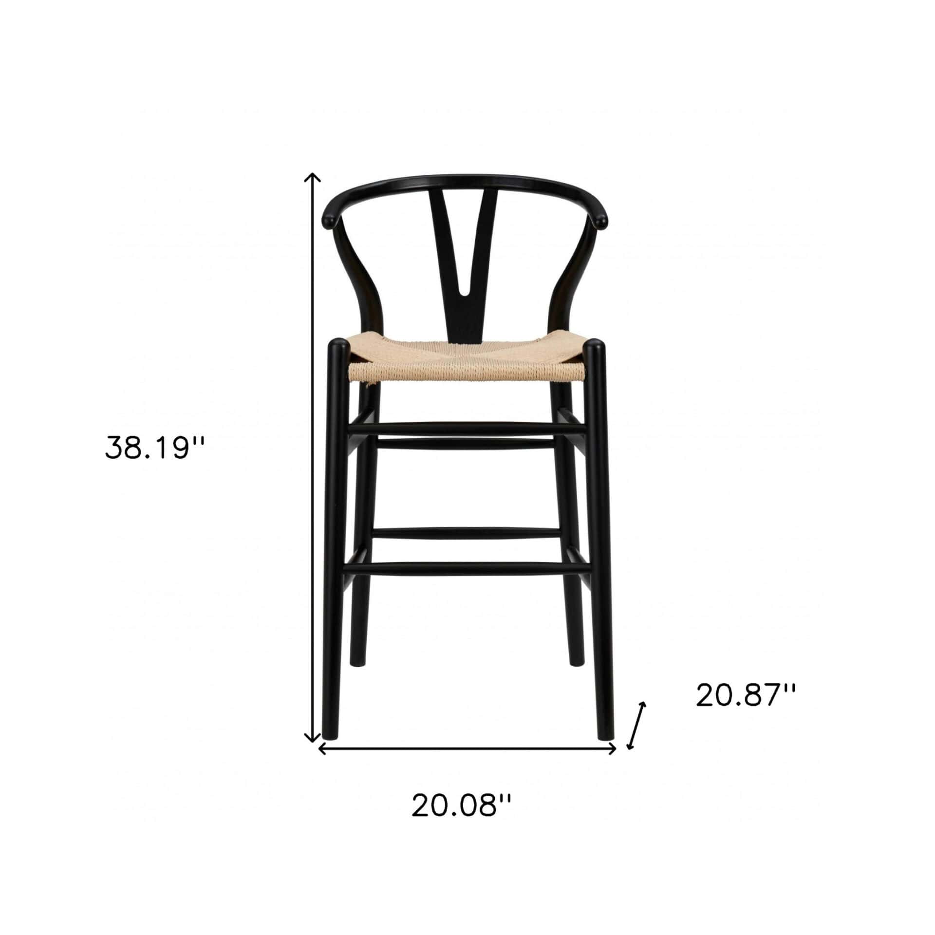 38 Inch Natural and Black Solid Wood Bar Stool 8 38 Inch Natural and Black Solid Wood Bar Stool - Image 8
