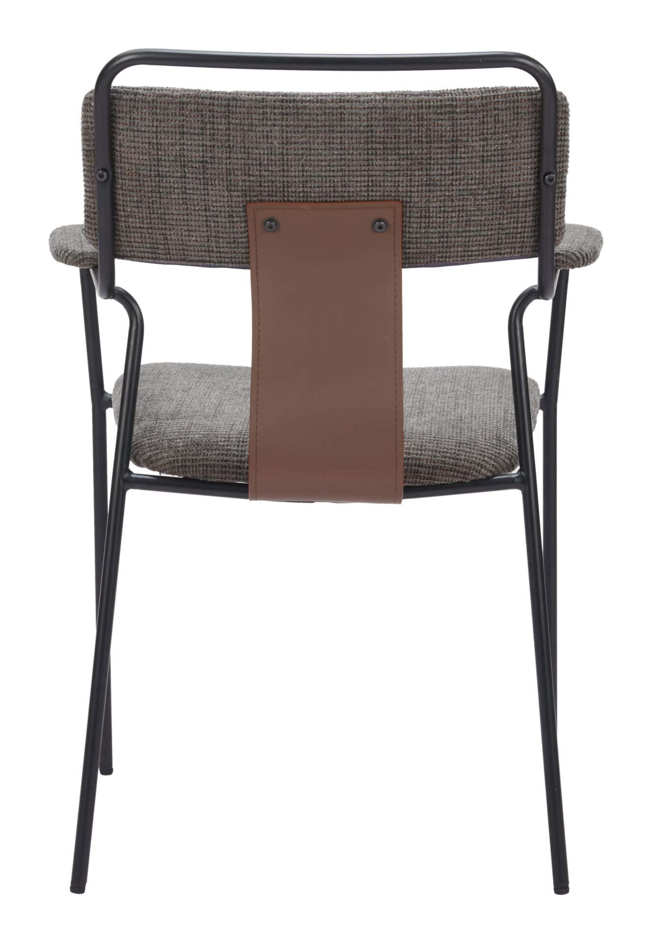 Butterscotch Brown Upholstered Dining Chair with Arms, Steel Frame (Set of 2) 4 Butterscotch Brown Upholstered Dining Chair with Arms, Steel Frame (Set of 2) - Image 4