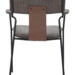 Butterscotch Brown Upholstered Dining Chair with Arms, Steel Frame (Set of 2) 12 Butterscotch Brown Upholstered Dining Chair with Arms, Steel Frame (Set of 2)