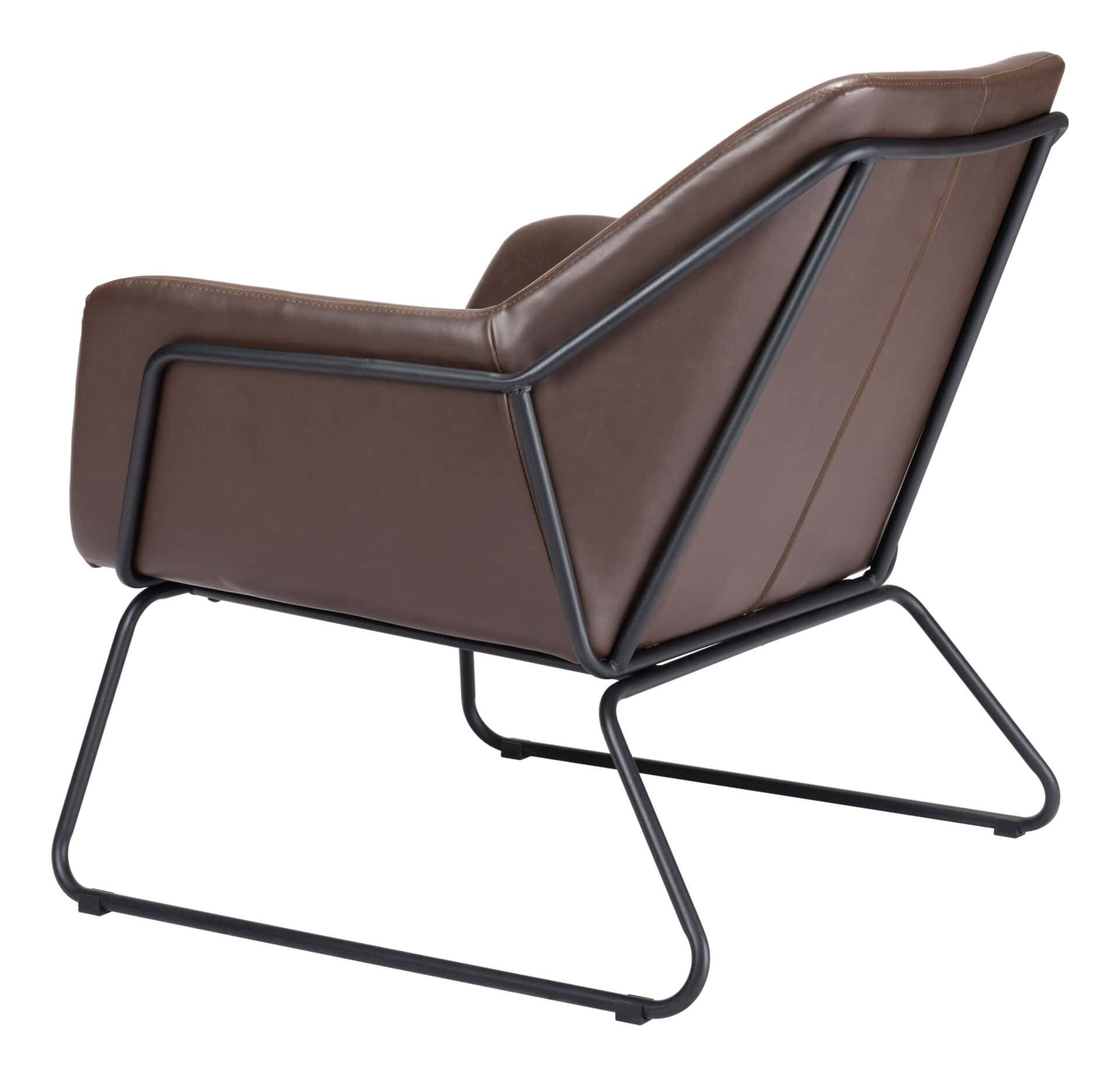 Modern Brown Faux Leather Accent Chair with Steel Base 8 Modern Brown Faux Leather Accent Chair with Steel Base - Image 8