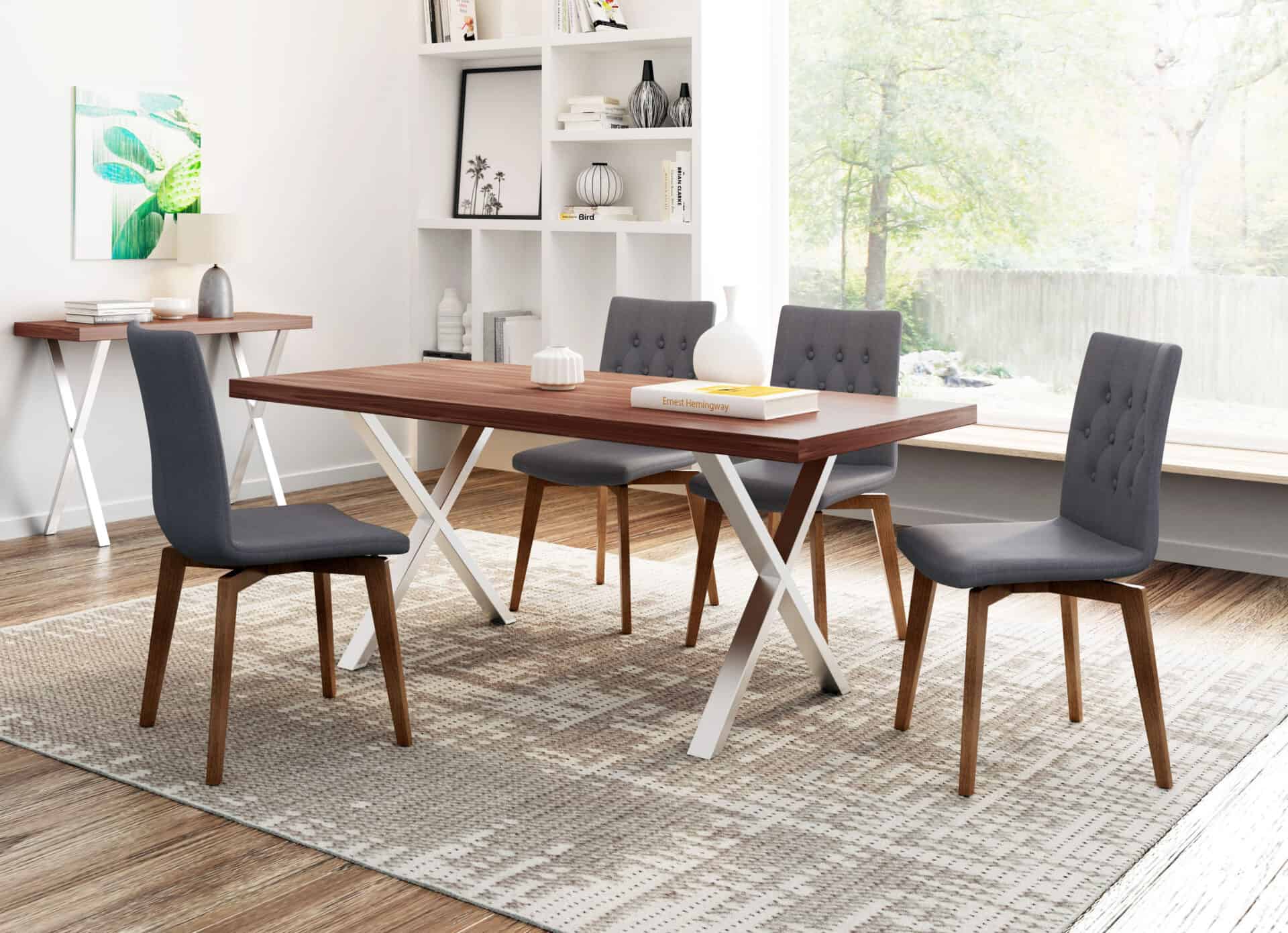 Graphite Tufted Upholstery Dining Chair with Birch Legs (Set of 2) 1 Graphite Tufted Upholstery Dining Chair with Birch Legs (Set of 2)