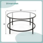 36 Inch Round Tempered Glass Coffee Table with Metal Frame 26 36 Inch Round Tempered Glass Coffee Table with Metal Frame