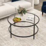 36 Inch Round Tempered Glass Coffee Table with Metal Frame 22 36 Inch Round Tempered Glass Coffee Table with Metal Frame