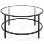 36 Inch Round Tempered Glass Coffee Table with Metal Frame 24 36 Inch Round Tempered Glass Coffee Table with Metal Frame