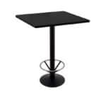 36-Inch Tall Black Table with Reversible 30x30-Inch Black/Dark Cherry Square Top and Round Footed 16-Inch Base with Foot Ring