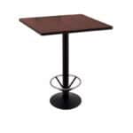 36-Inch Tall Black Table with Reversible 30x30-Inch Black/Dark Cherry Square Top and Round Footed 16-Inch Base with Foot Ring