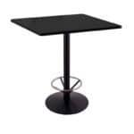 42-Inch Tall Black Table with Reversible 36x36-Inch Black/Dark Cherry Square Top and Round Footed 22-Inch Base with Foot Ring