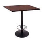 42-Inch Tall Black Table with Reversible 36x36-Inch Black/Dark Cherry Square Top and Round Footed 22-Inch Base with Foot Ring