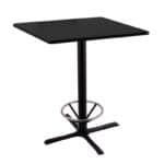 42-Inch Tall Black Table with Reversible 36x36-Inch Black/Dark Cherry Square Top and X-Style 30x30-Inch Base with Foot Ring